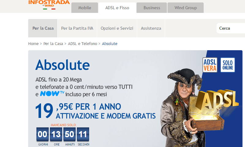 Offerta ADSL Infostrada Absolute Komparatore