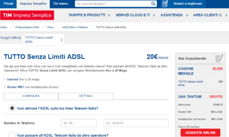 Offerte ADSL Business Tim Tutto Senza Limiti ADSL