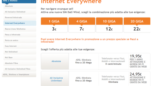 Infostrada ADSL: Opzione Internet Everywhere in Promozione
